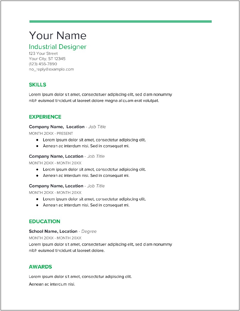 Resume Template Without Job Experience