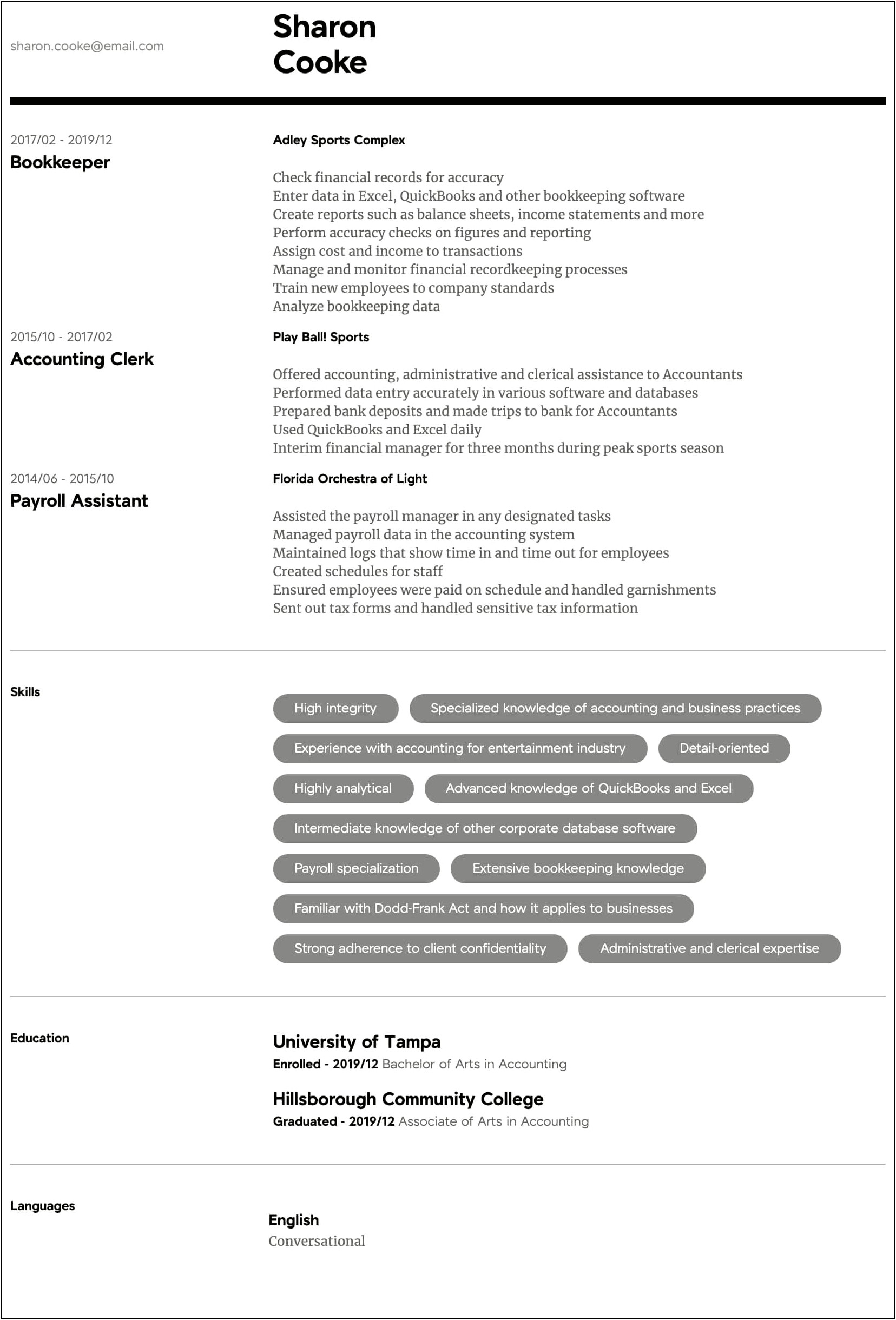 Resume Template Without Work Experience Required For Cpa