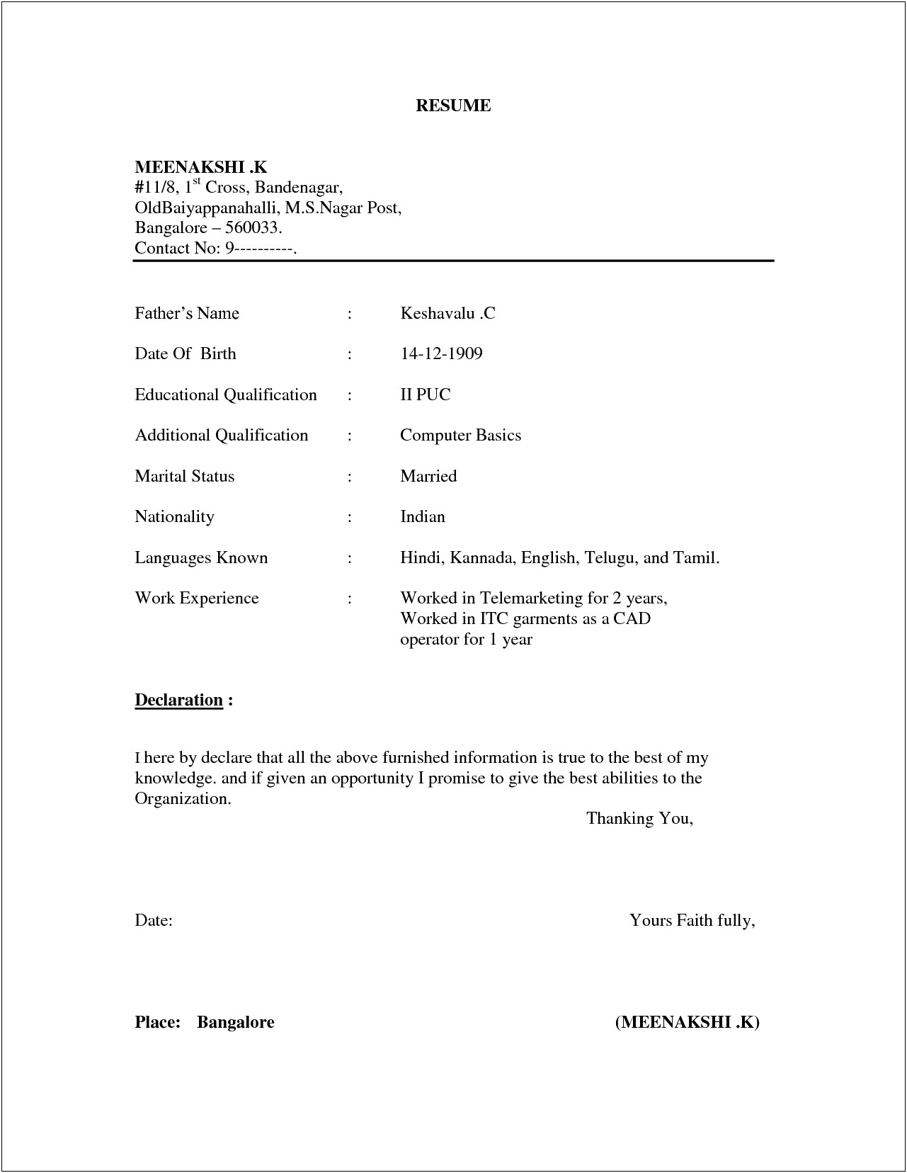 Resume Template Word File Type Doc