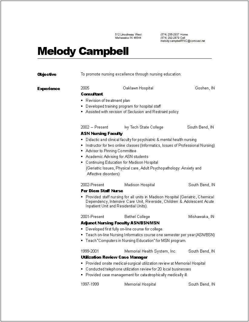 Resume Templates For College Nursing Students