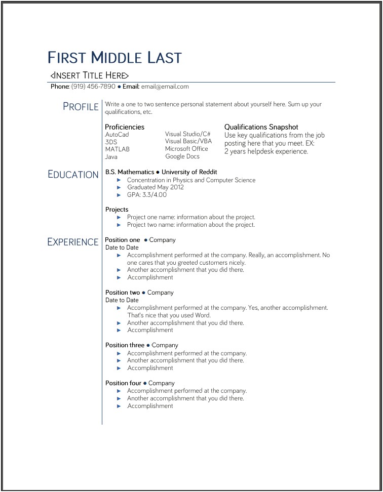 Resume Templates For College Students Download