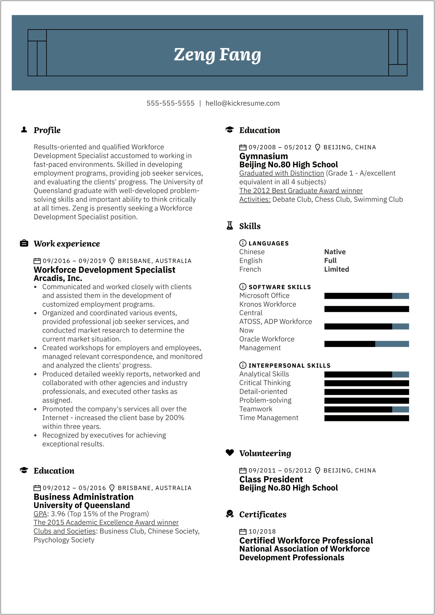 Resume Templates For Experienced Workforce Management