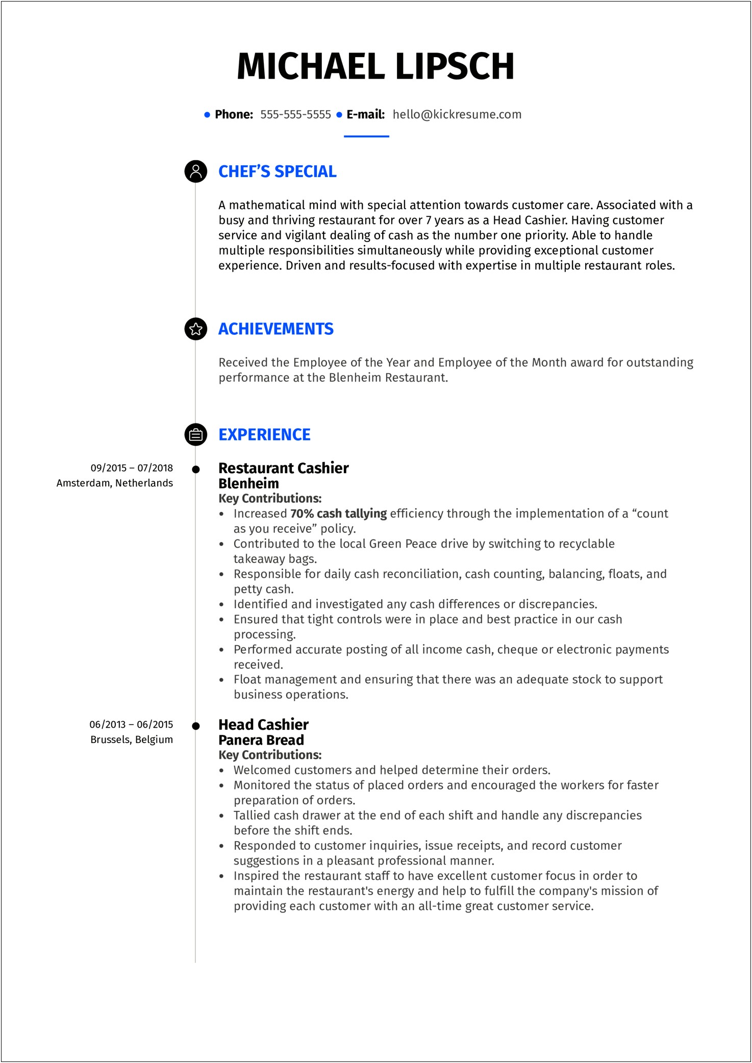 Resume Templates For Fast Food Worker
