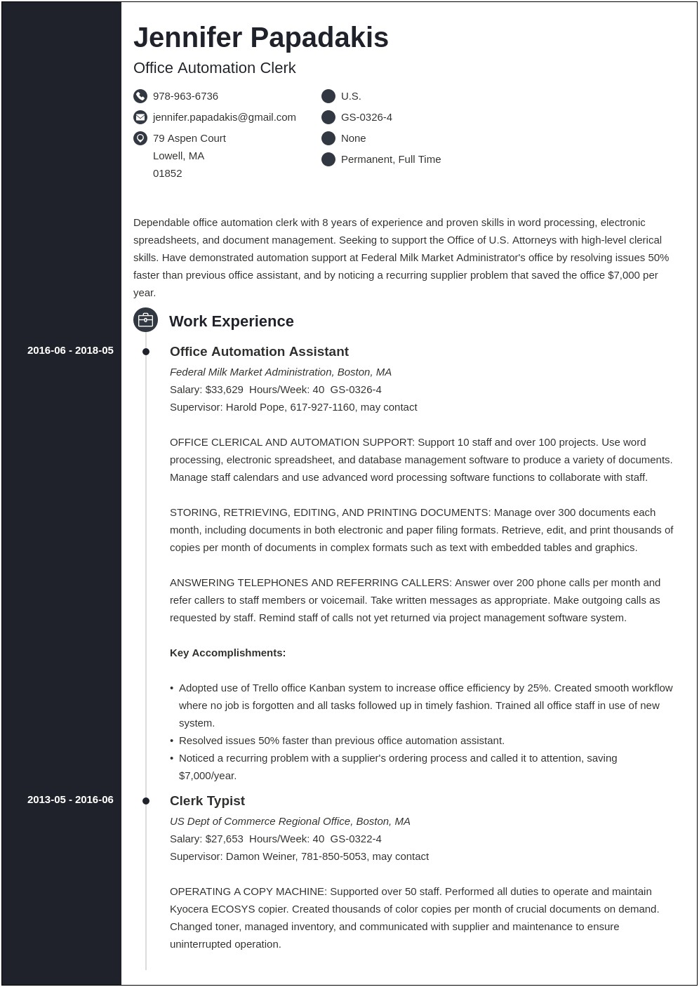 Resume Templates For Goverement Jobs