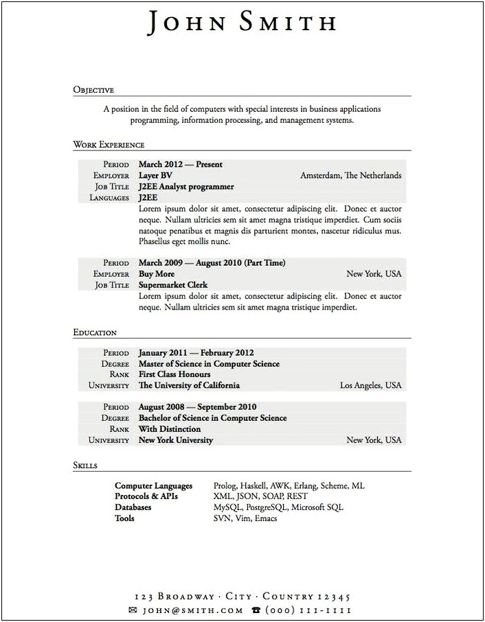 Resume Templates For Scientific Programmer No Job Experience