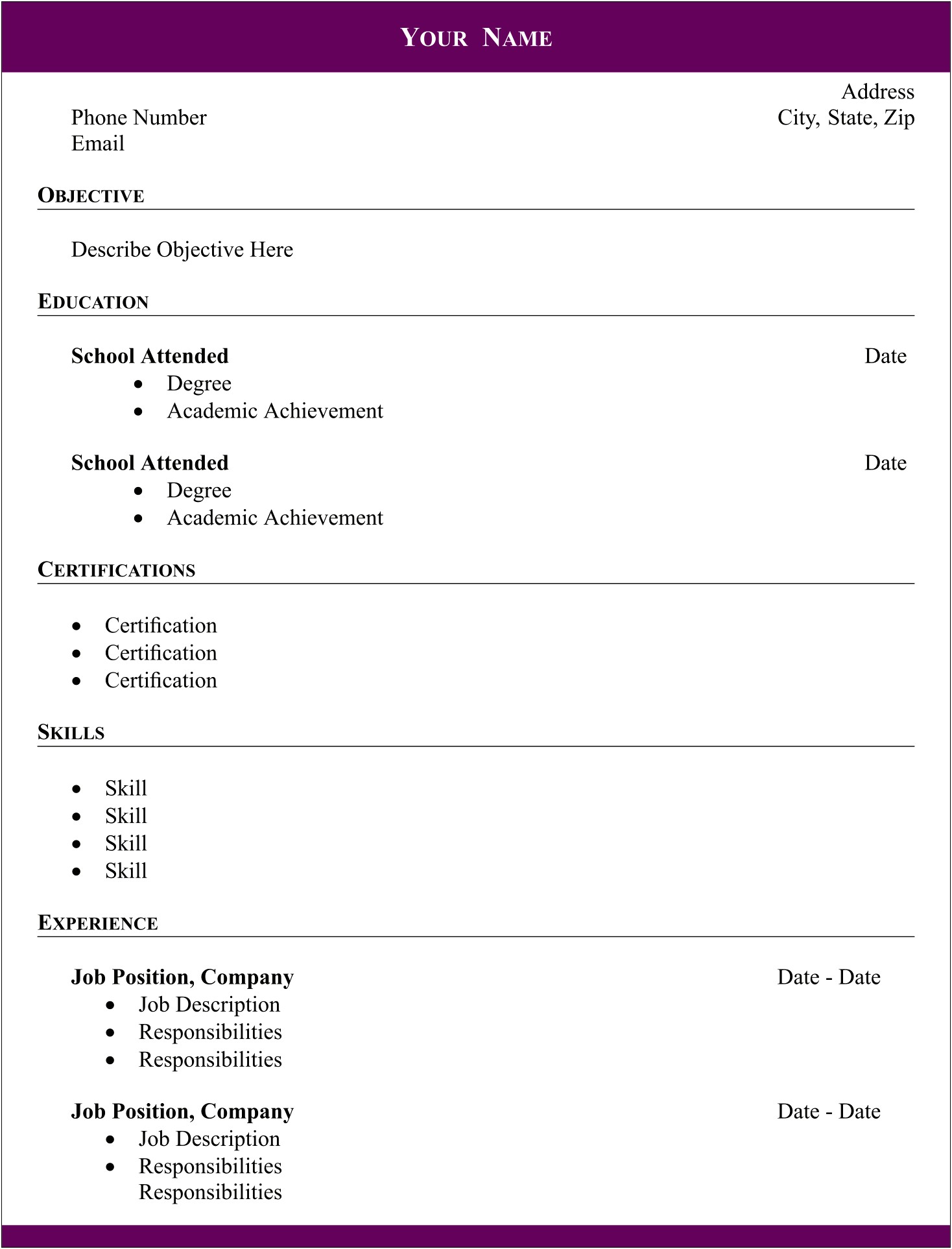 Resume Templates That Are Free And Printable