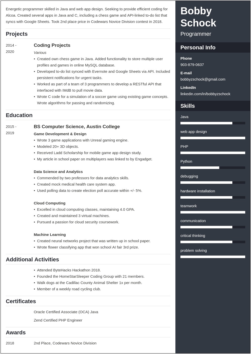 Resume Templates With No Previous Work Experience