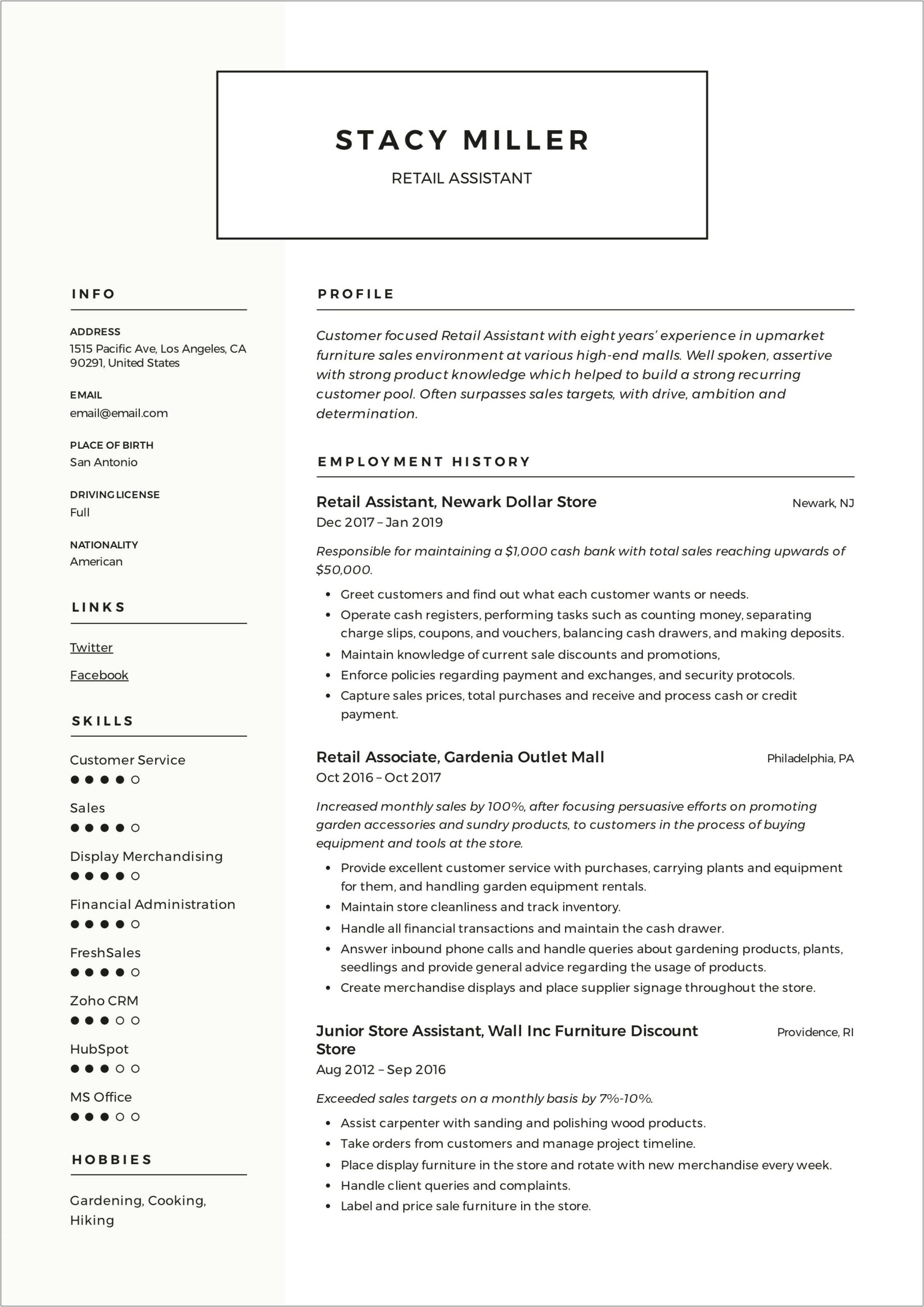 Resume Title Examples For Customer Service