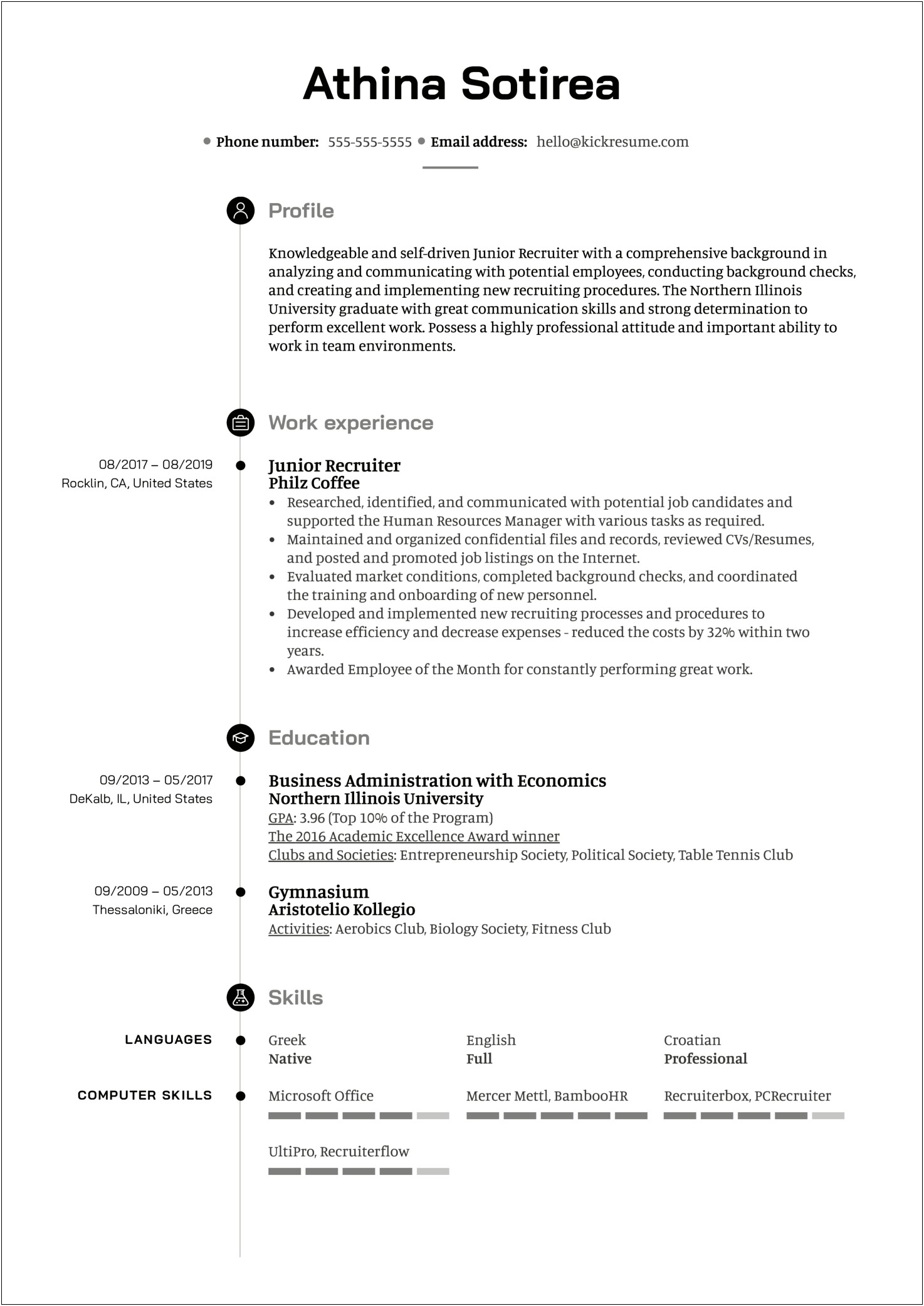 Resume To A Recruiting Company Sample
