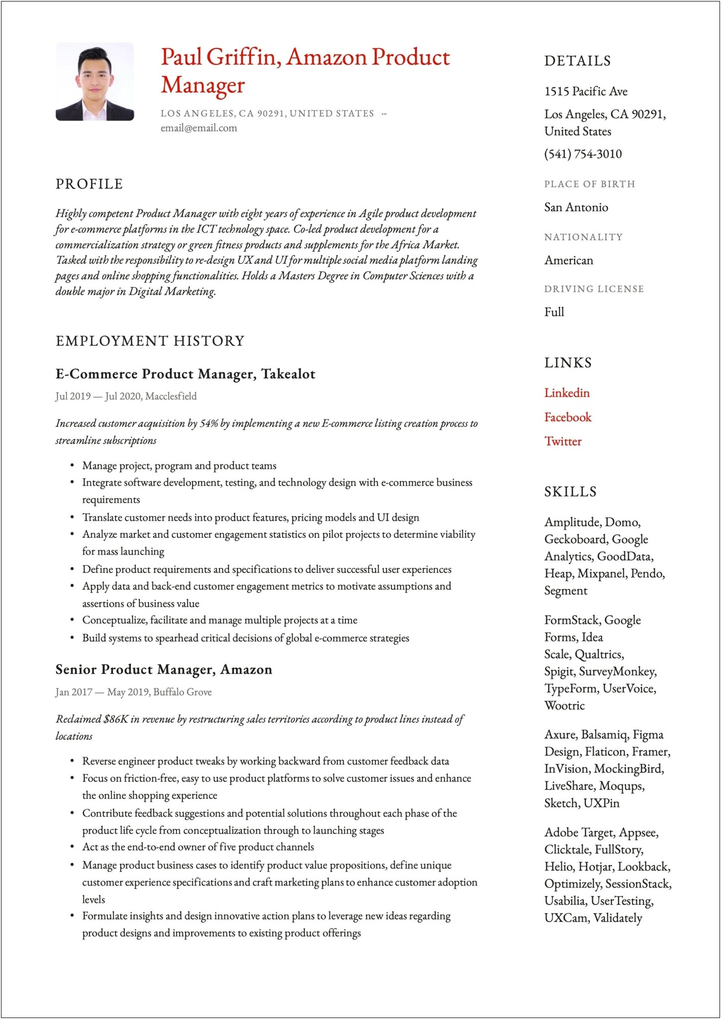 Resume To Amazon Job Operations Manager