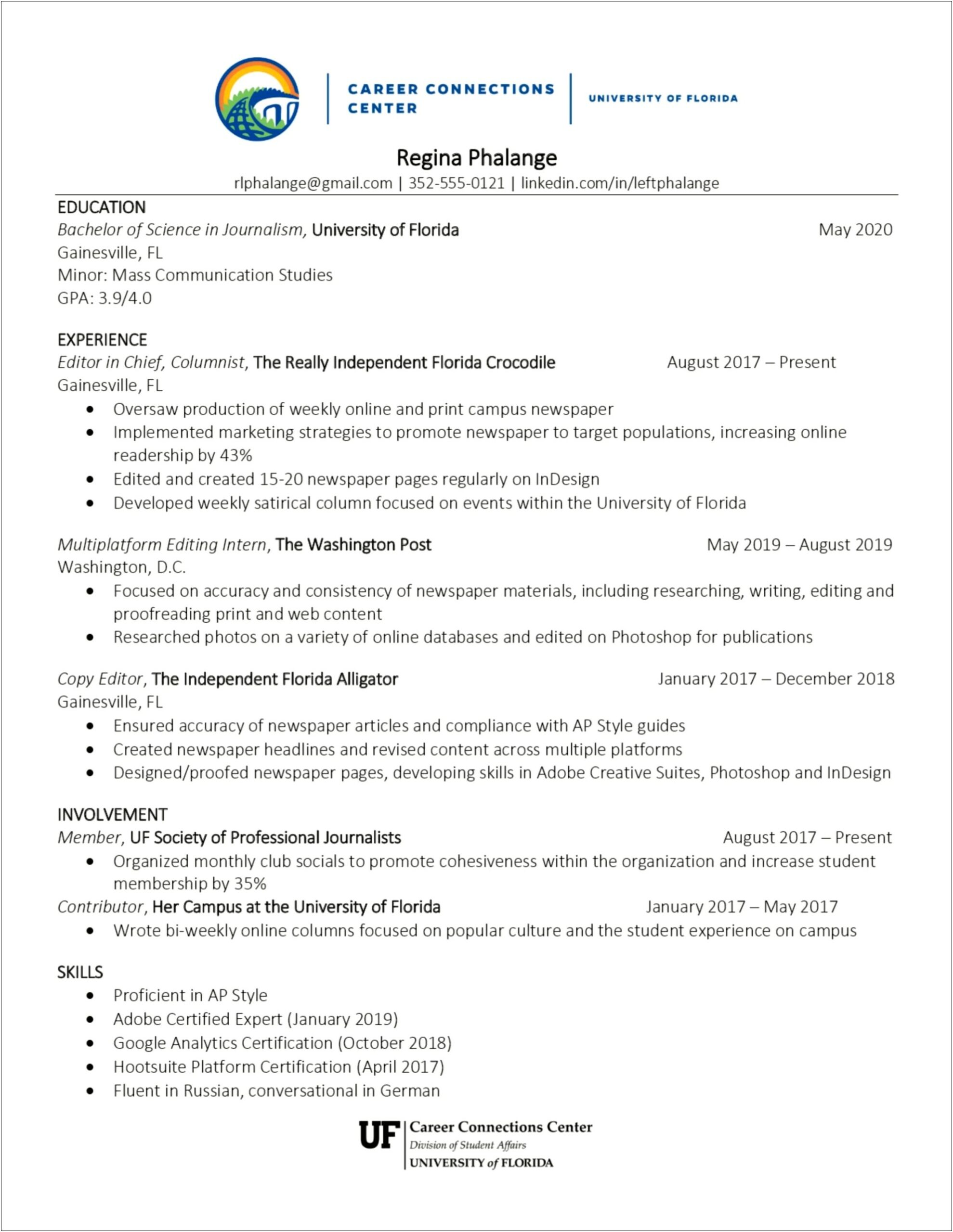 Resume To Apply For On Campus Job