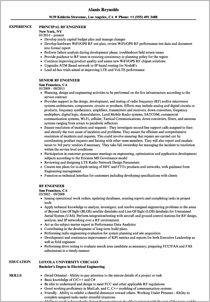 Resume Volterf Engineer Example Us