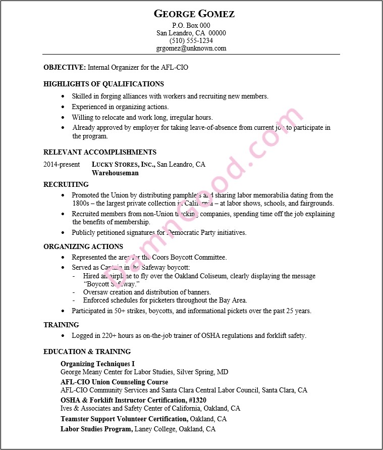 Resume With College Degree Example