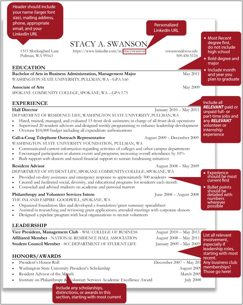 Resume With College Involvement As Experience