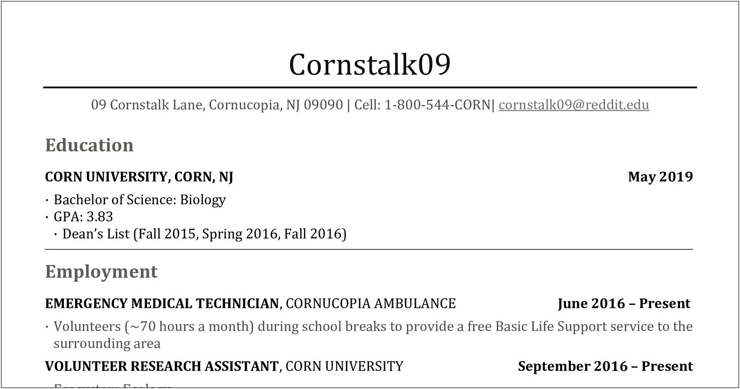 Resume With Just High School Education Reddit