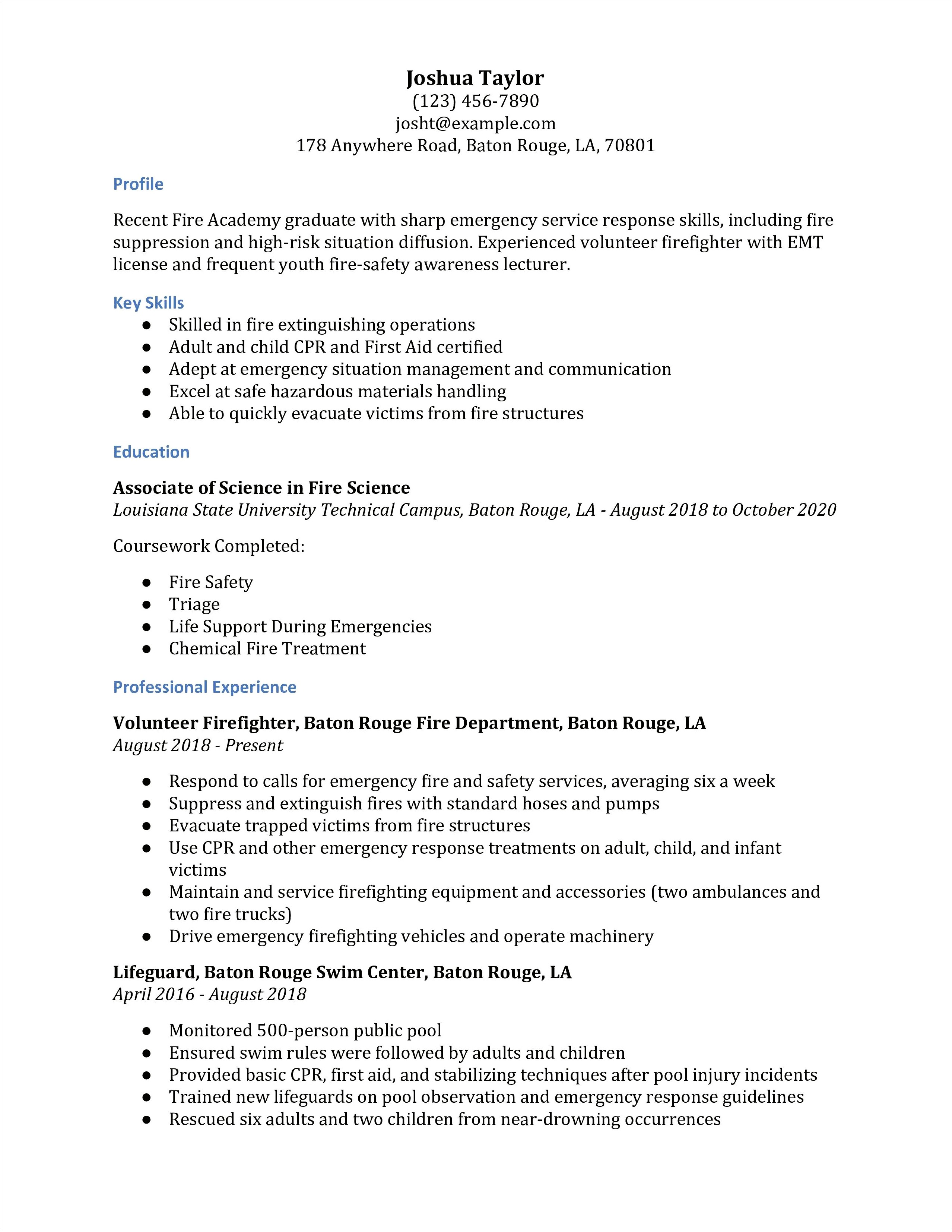Resume With No Experience Or Volunteer