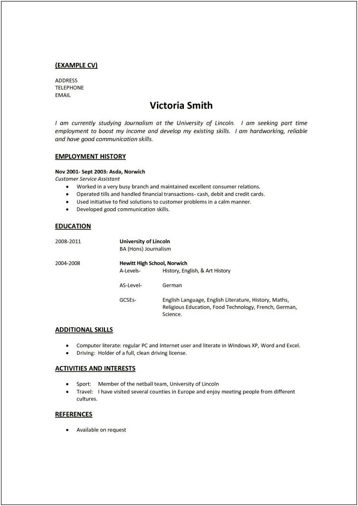 Resume With No Work Experience Tamplates