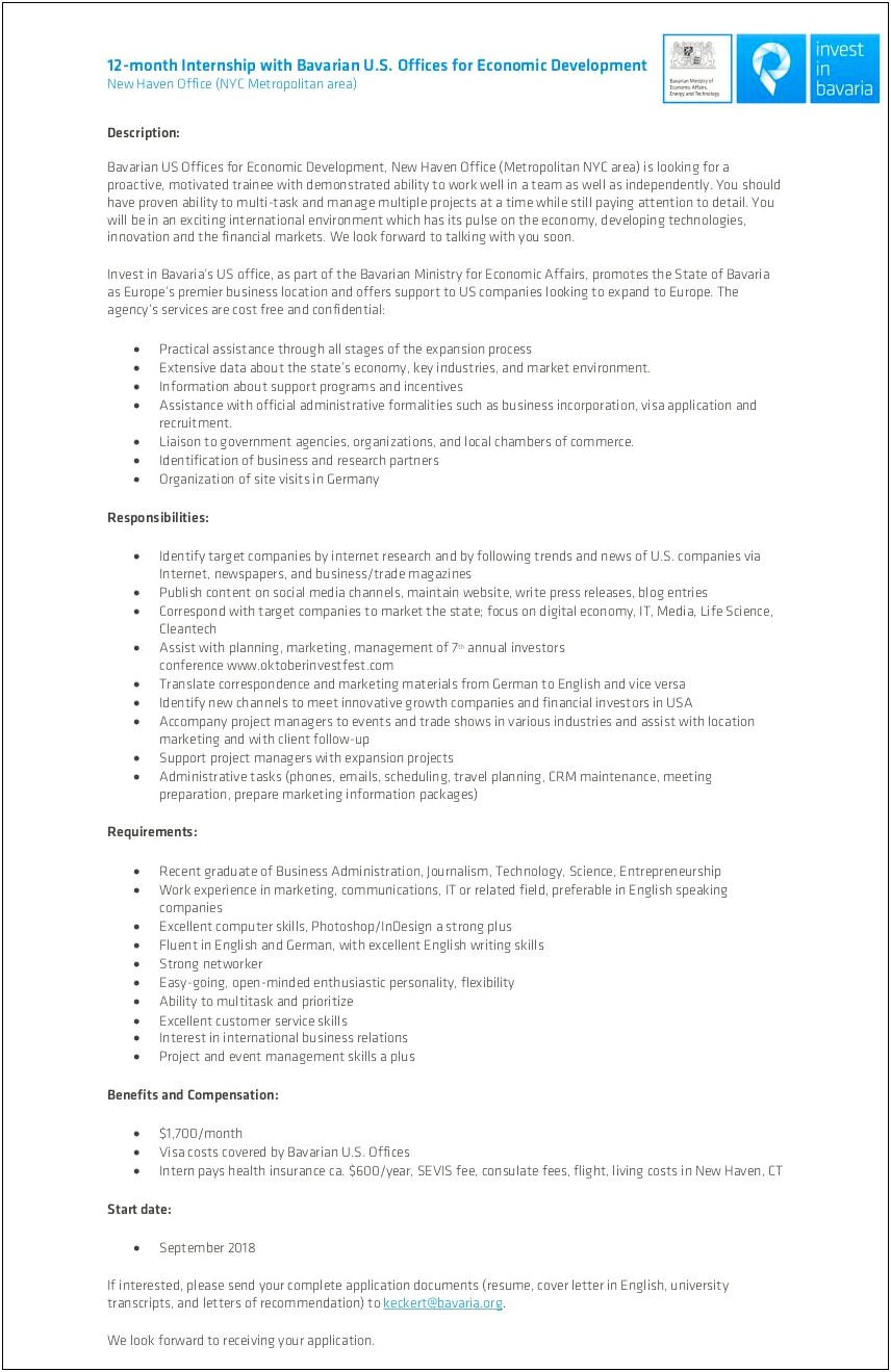 Resume With One Year Experience Plus Internshps