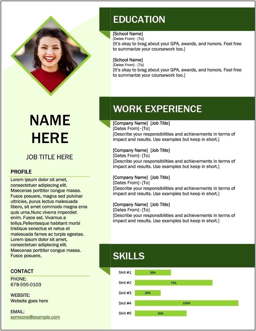 Resume With Photo In Word Format Free Download