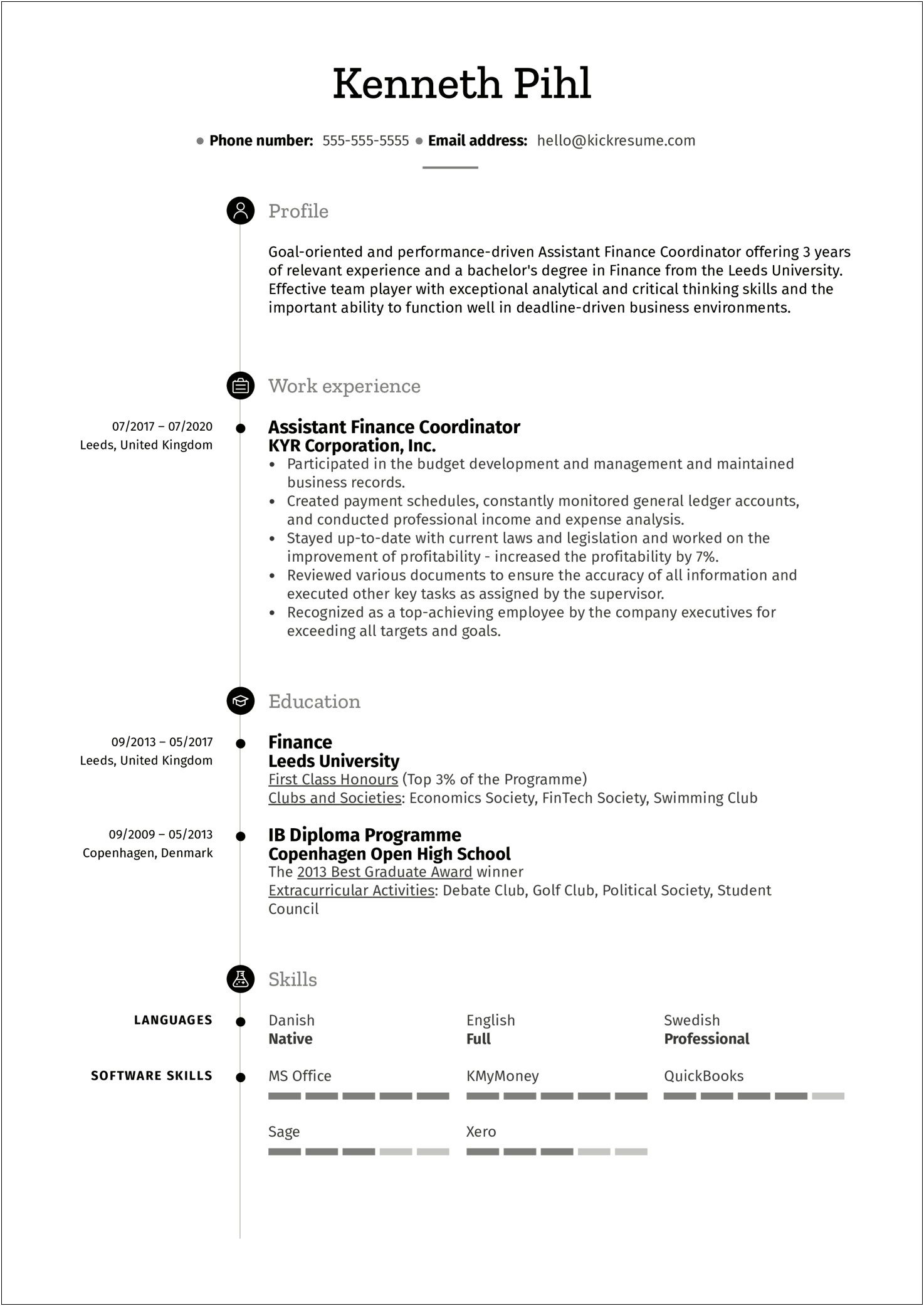 Resume With Relevant Experience Example