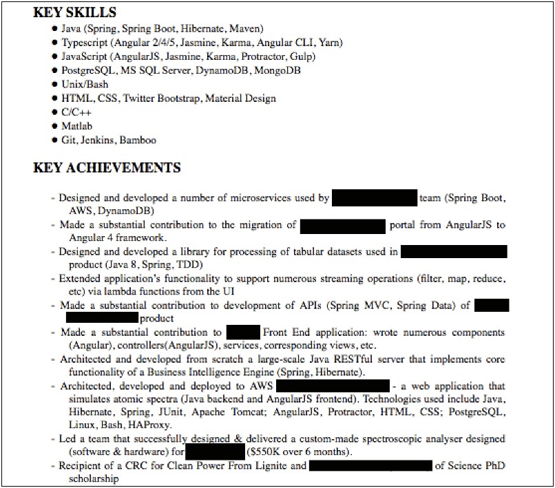 Resume With Skills And Work History