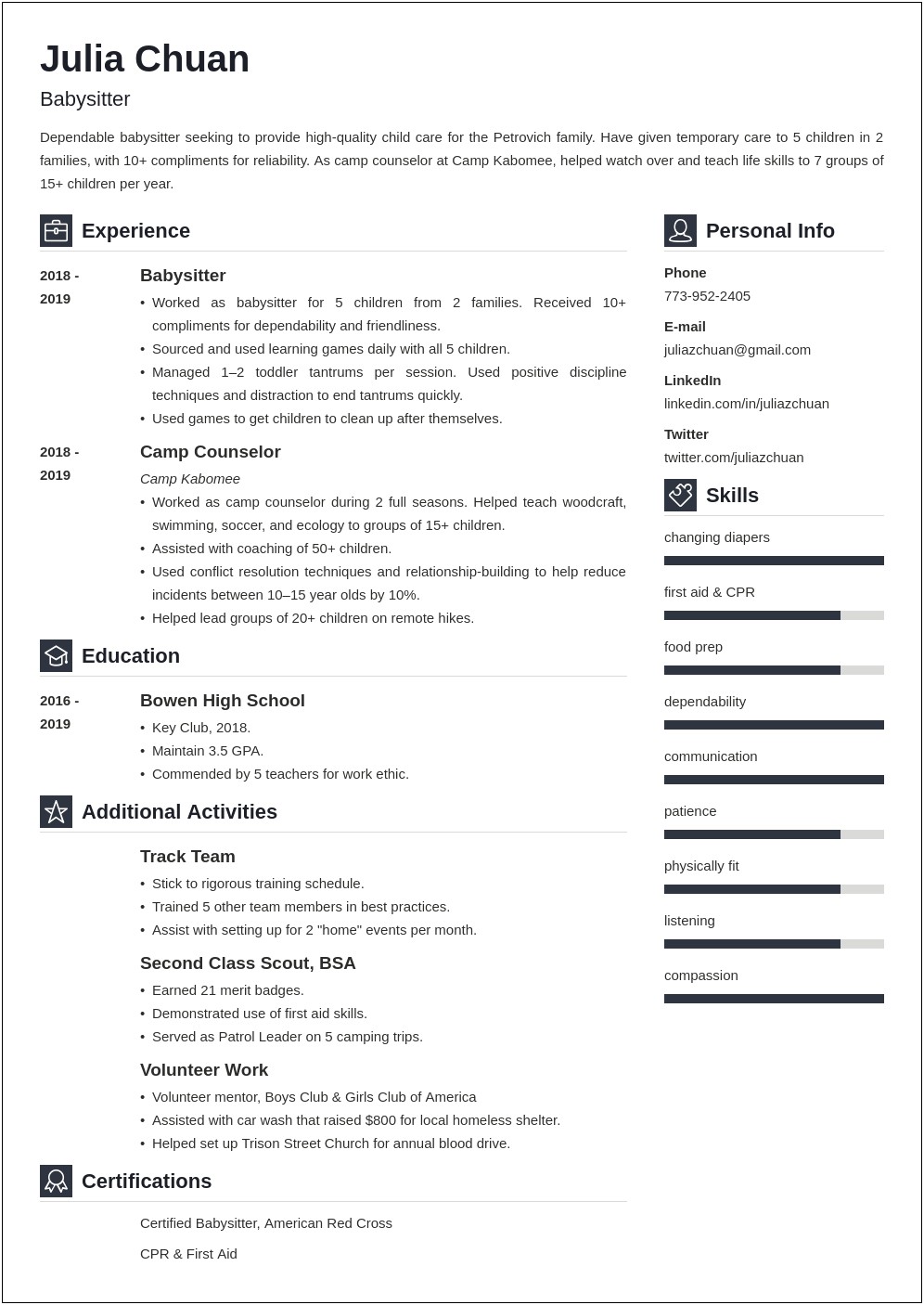 Resume With Work And Volunteer Experience Examples