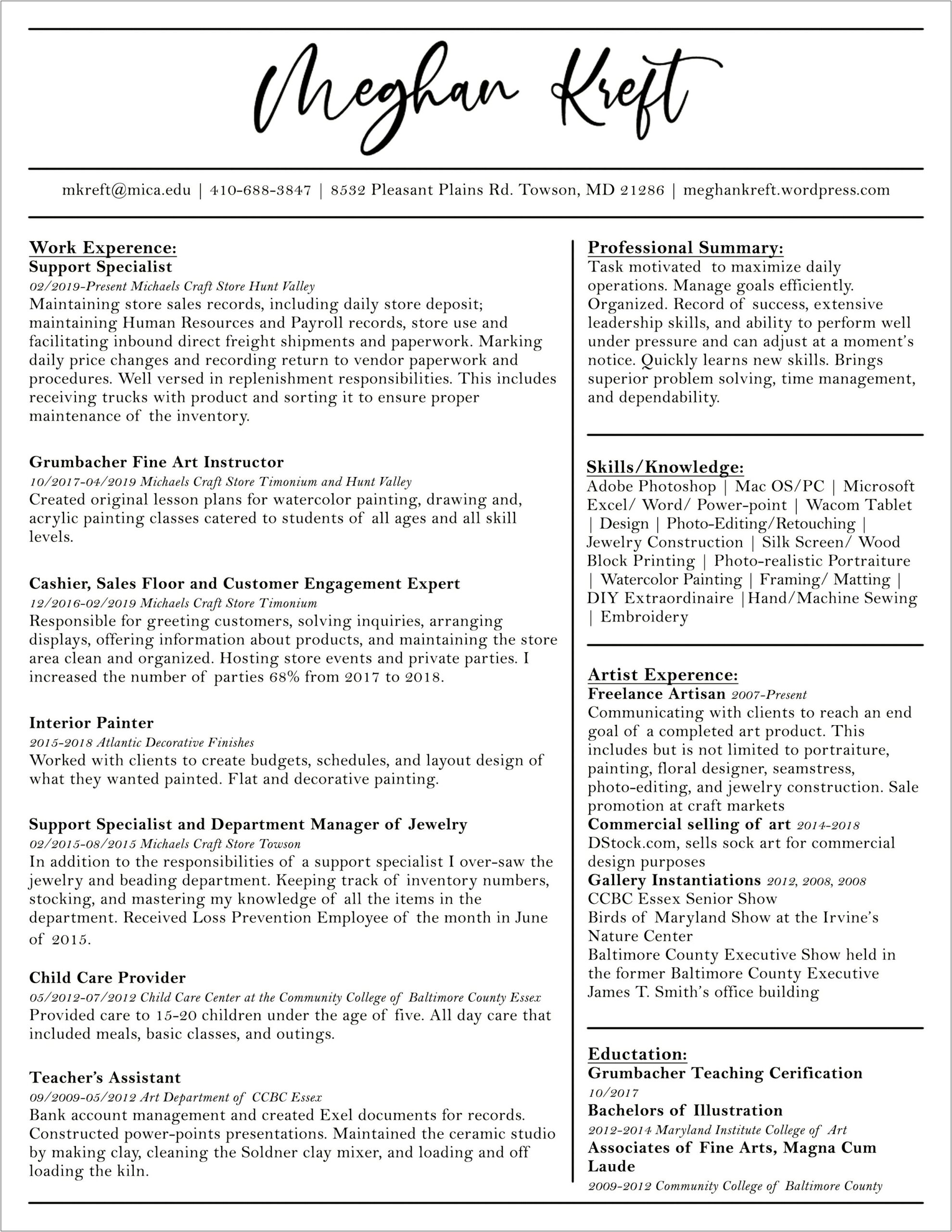 Resume Word For Different Child Age Groups
