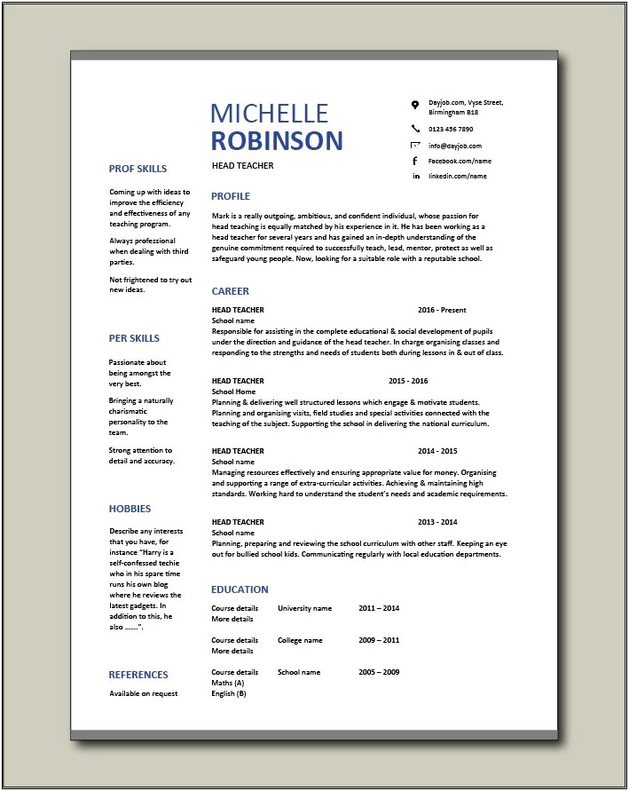 Resume Word For Trained Or Teach