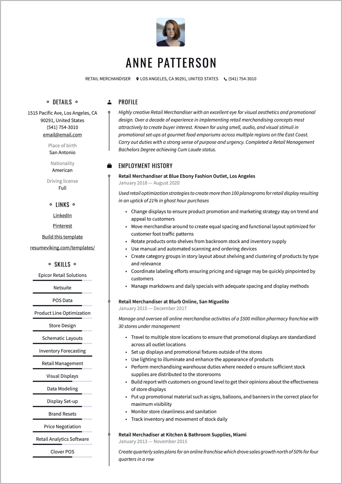 Resume Wording For A Merchandising Specialist