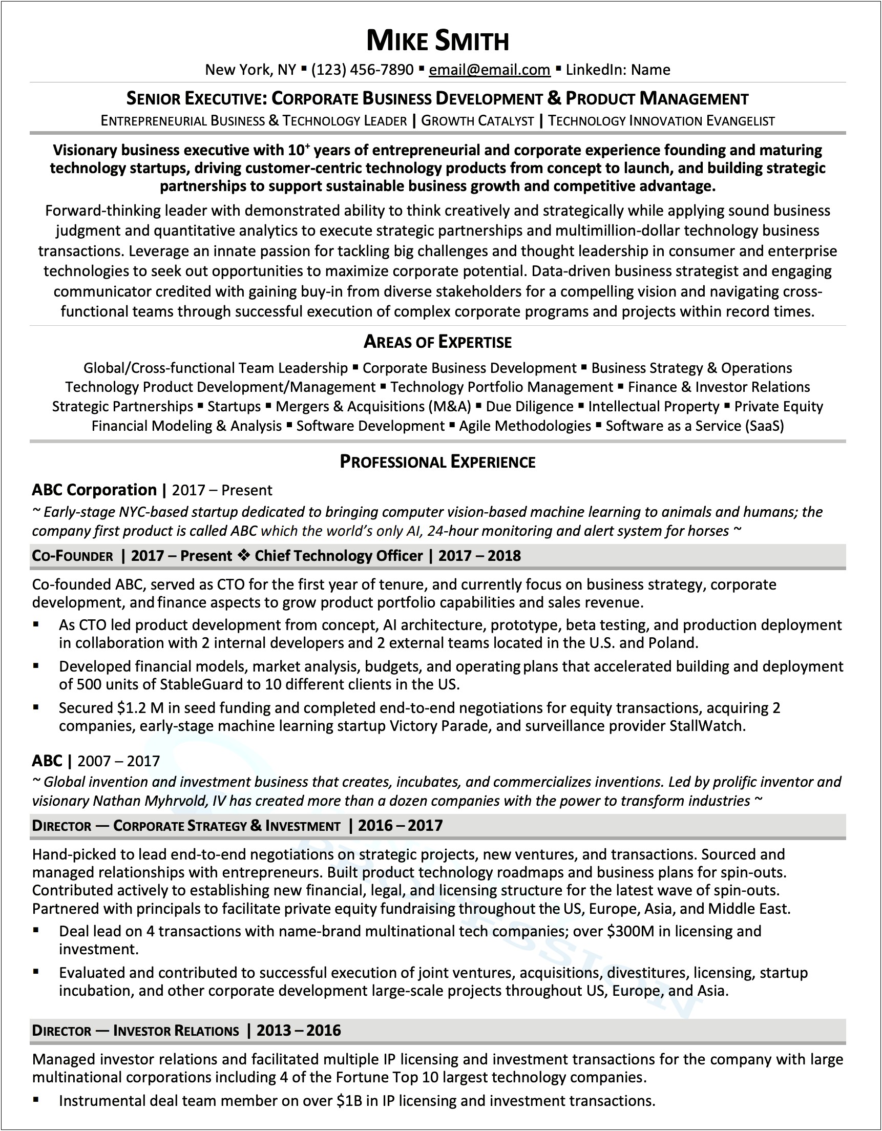 Resume Wording For Small Business Owner
