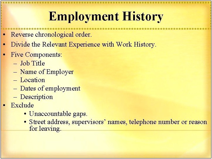 Resume Work Experience Reverse Chronological Order