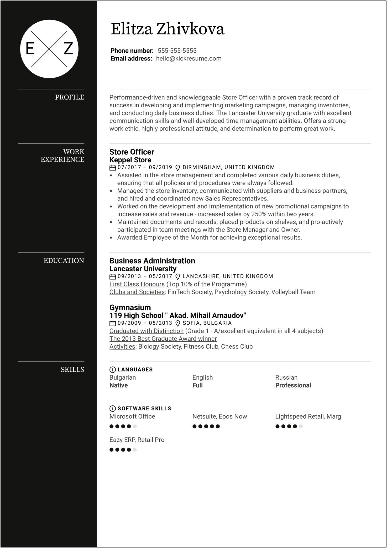 Resume Work Retail Experience Examples