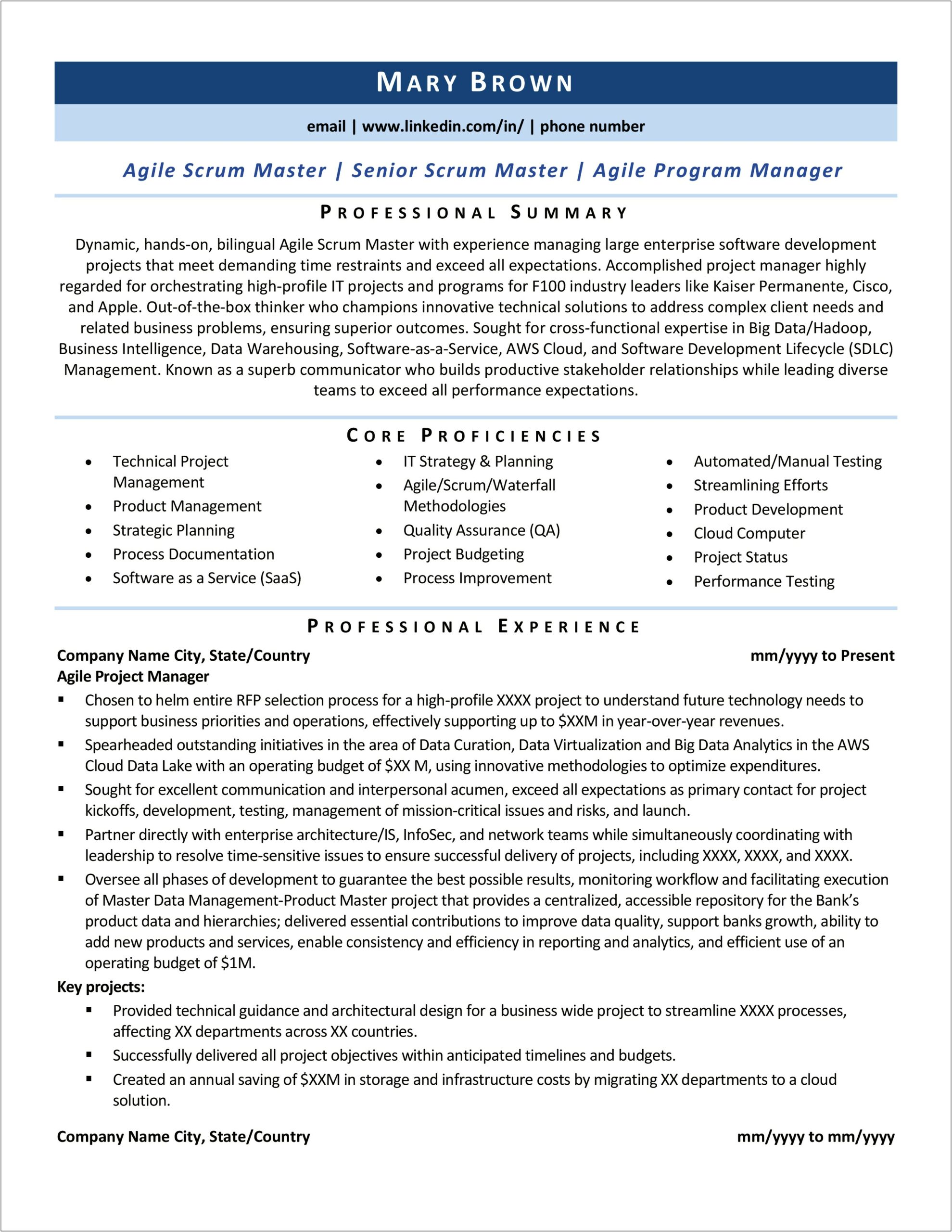 Resume Worked In An Agile Environment With Scrum