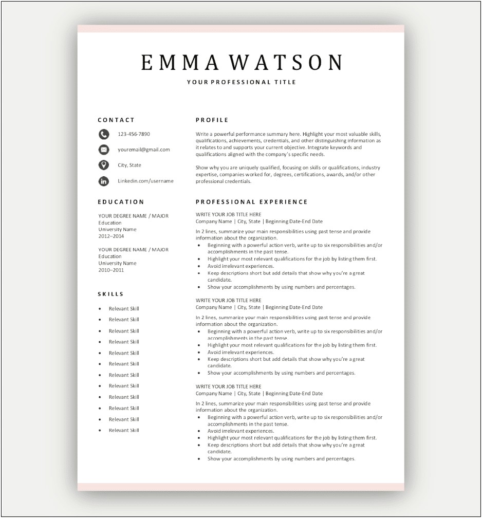 Resume Write Previous Experience In Past Tense