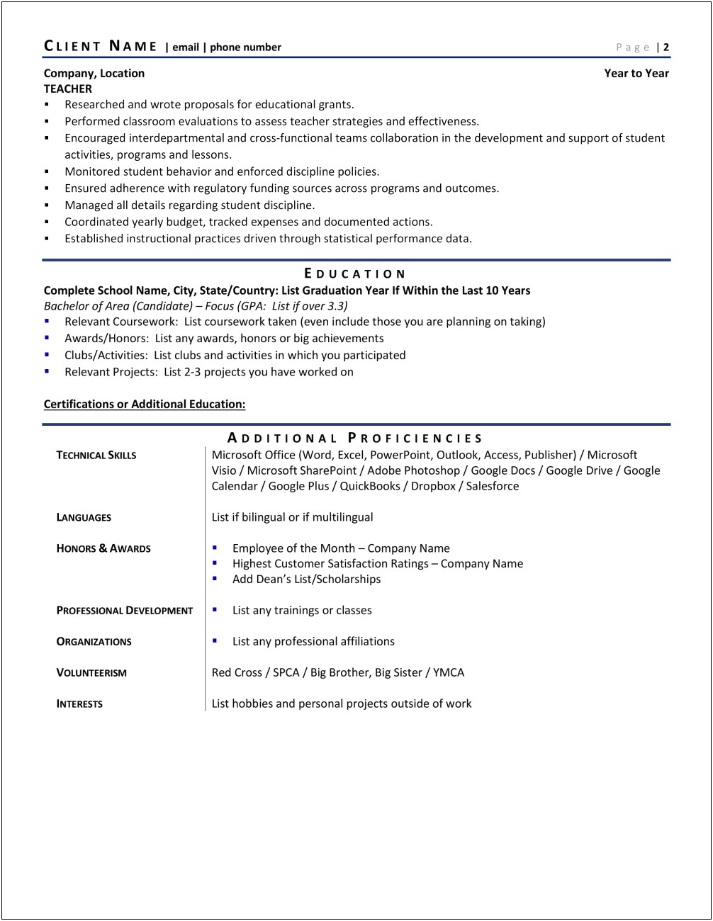 Resume Writing For Principal Jobs