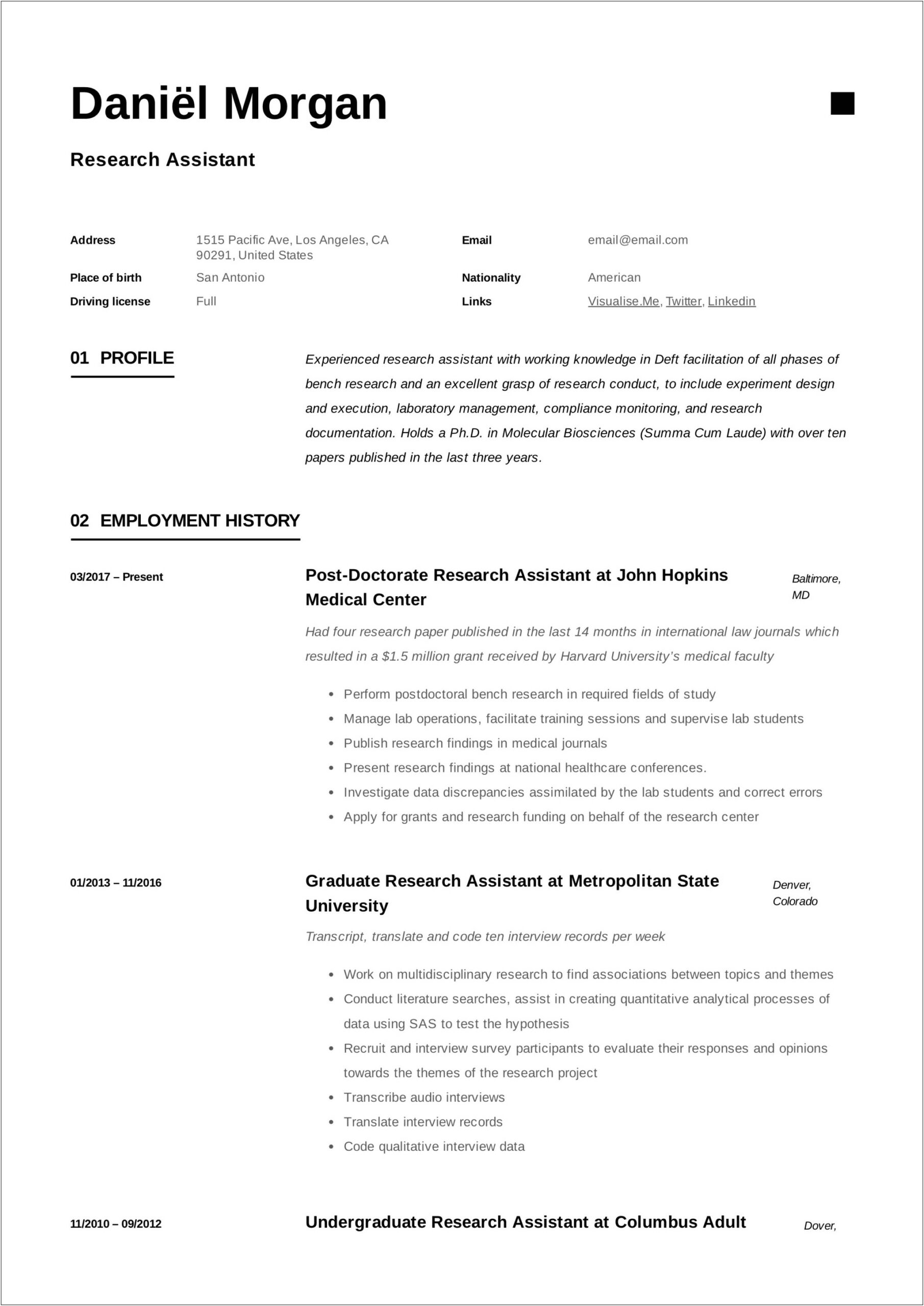 Resume Writing For Research Experience Tab