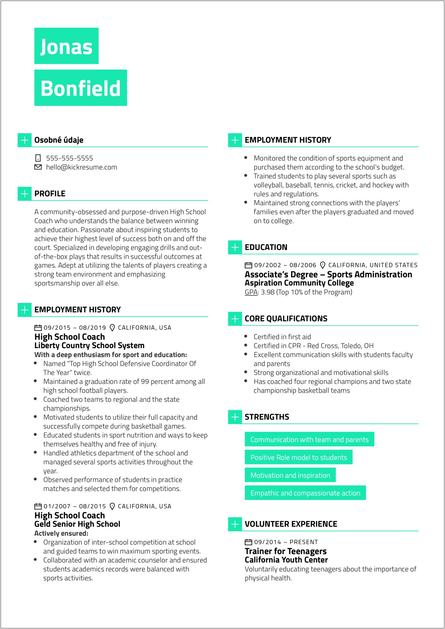 Resume Writing Samples For Highschool Students