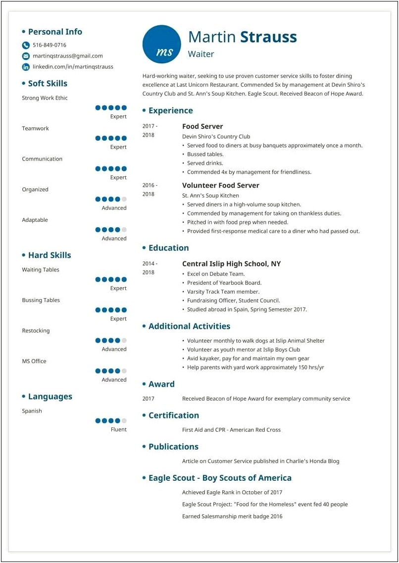 Resume Writing Samples For Teens