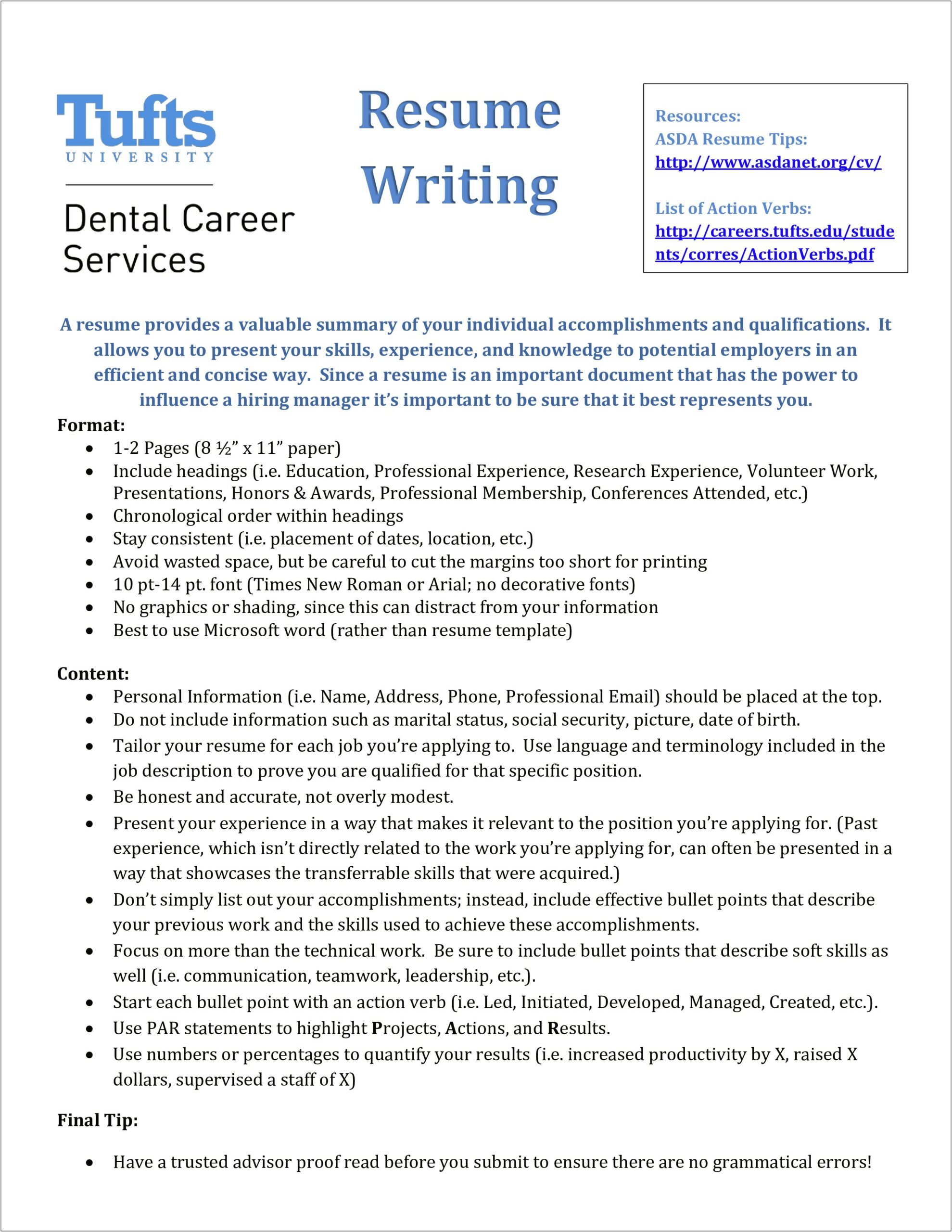 Resume Writing Service For Dentist Seeking Job