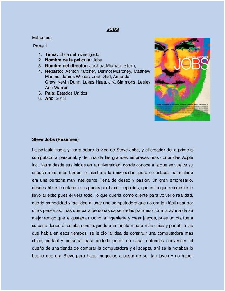 Resumen De La Pelicula Steve Jobs 2013