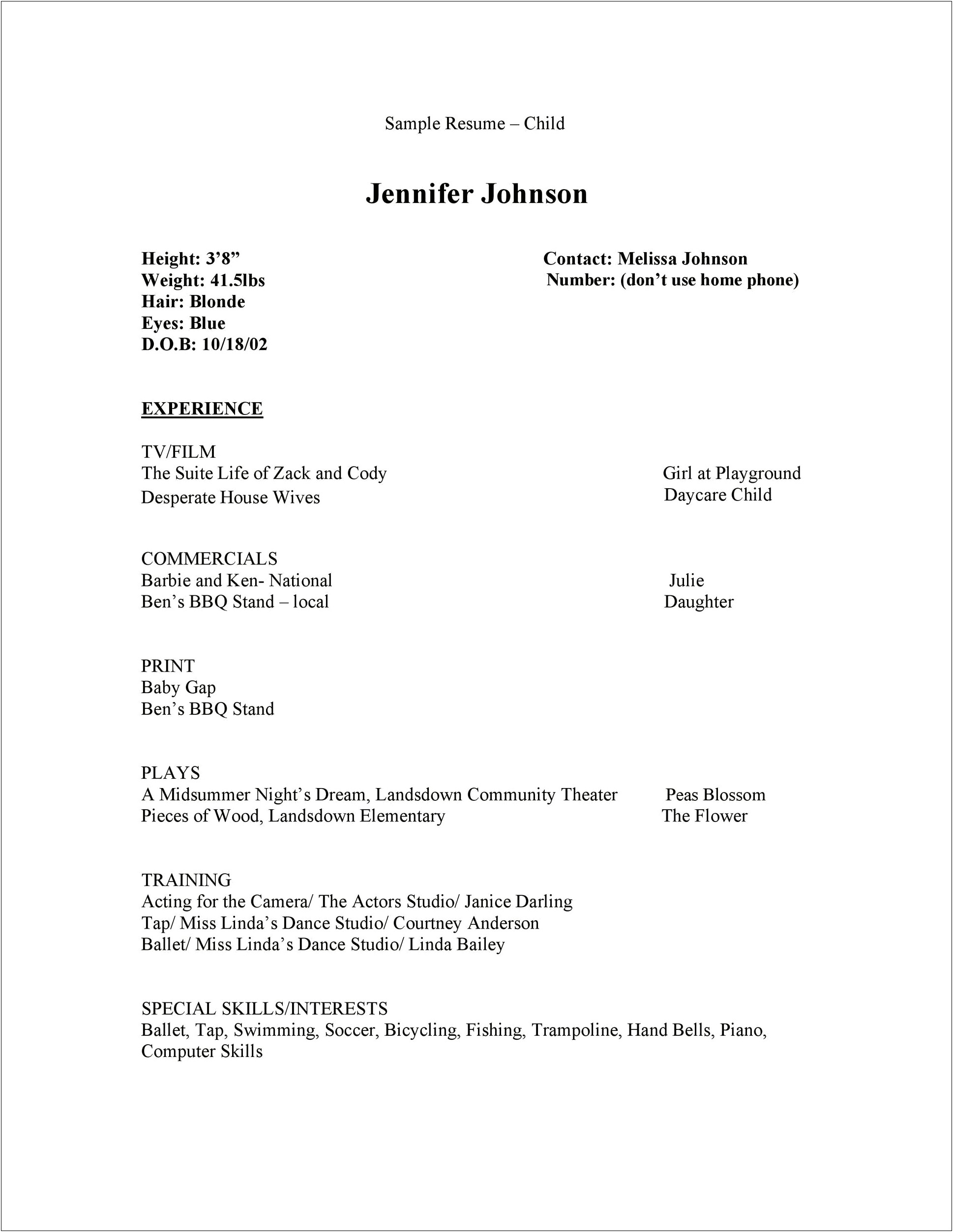 Resumes For Actors With No Experience