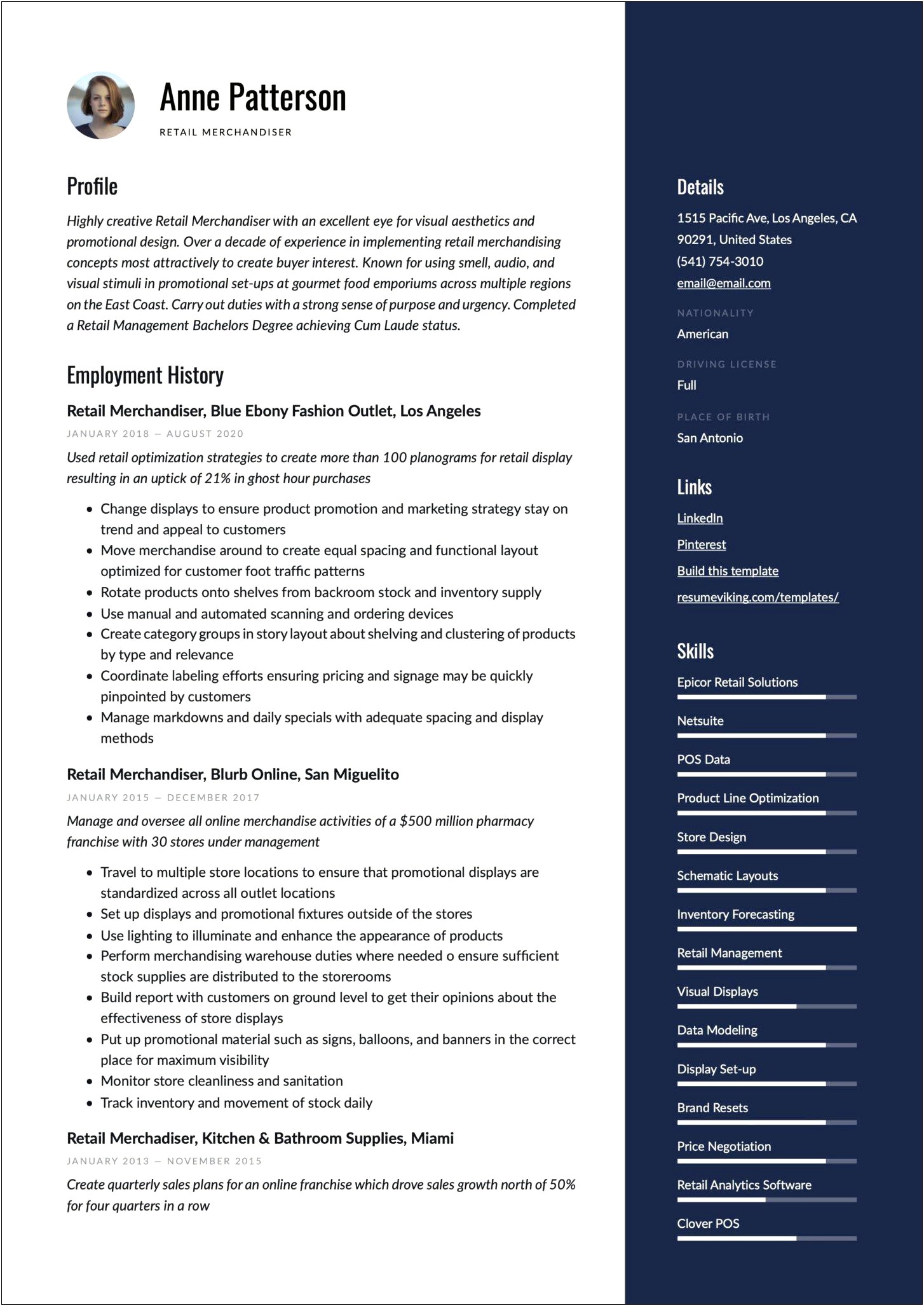 Resumes For Field Merchandisers Examples