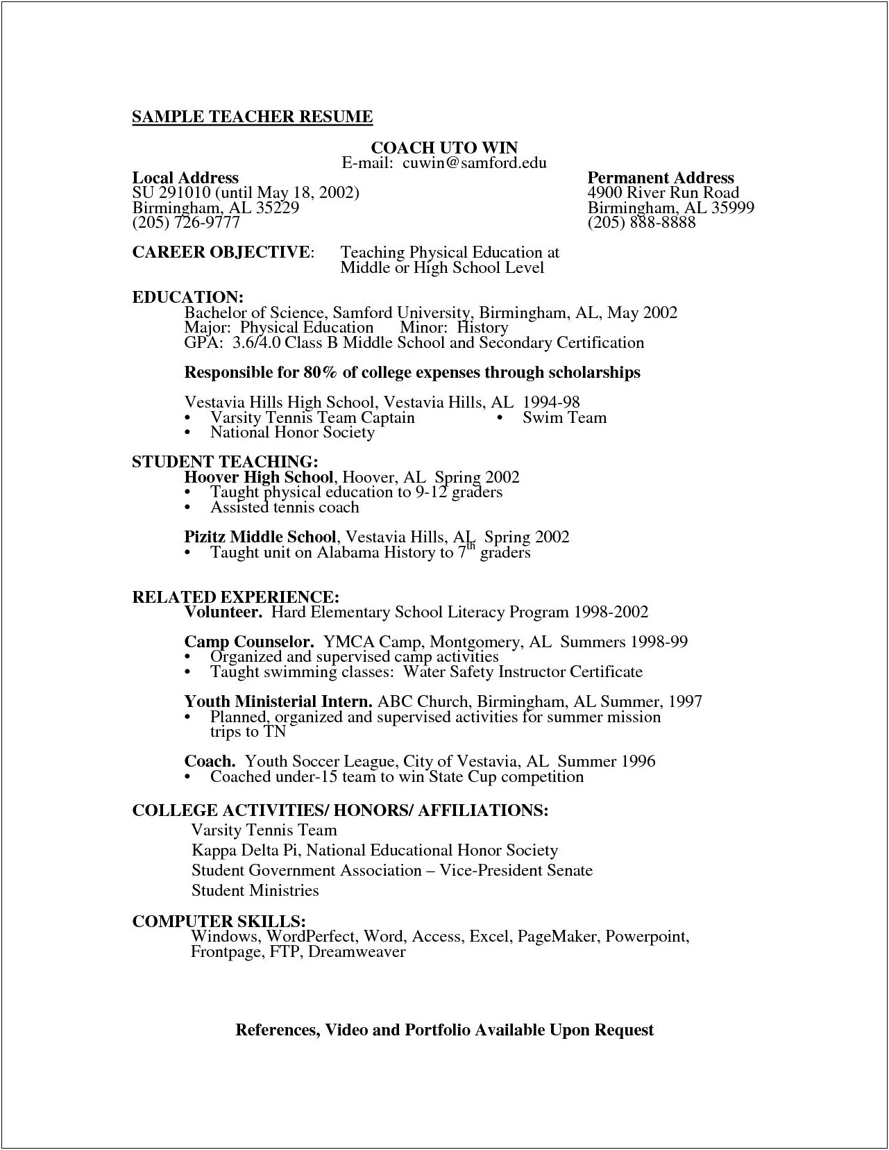 Resumes For High School Science Teachers