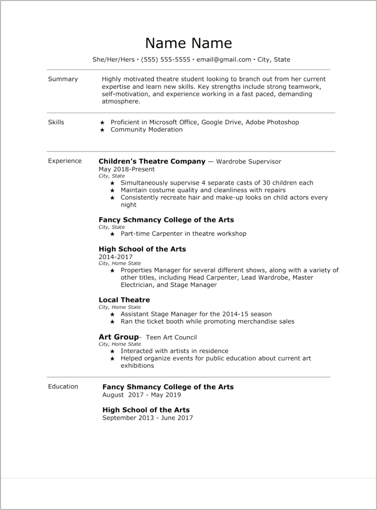 Resumes For Highschool Students Who Have Never Worked