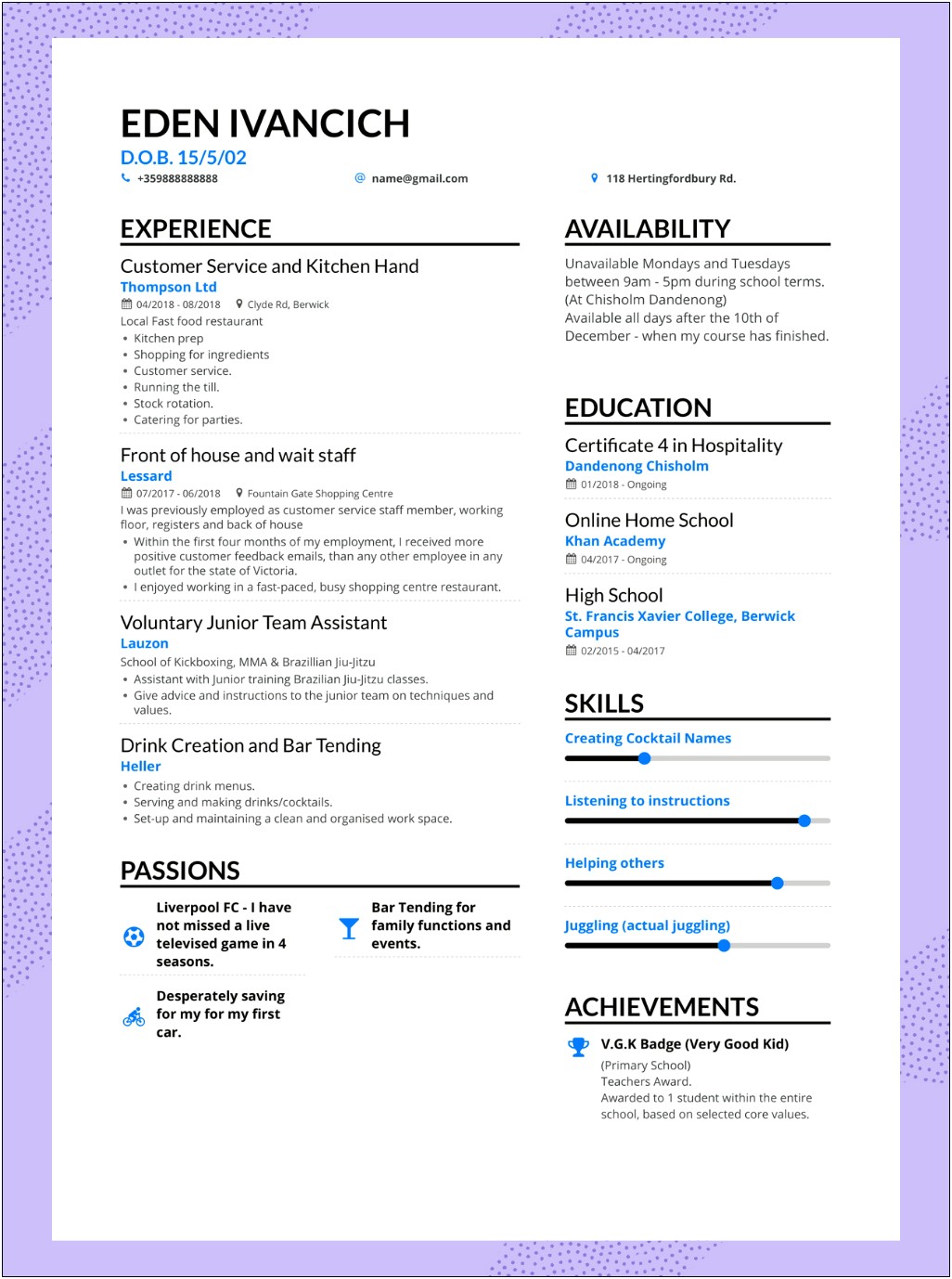 Resumes For Students Still In High School