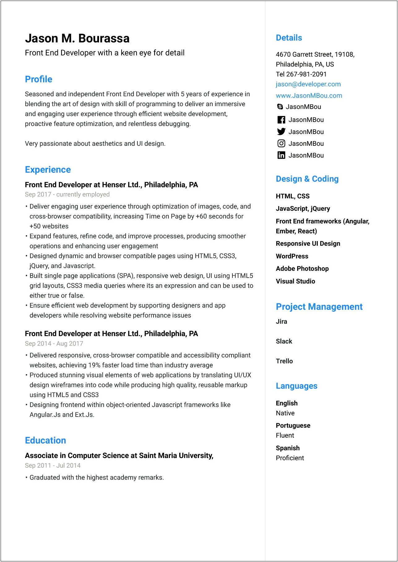 Resumes For Web Designers Examples