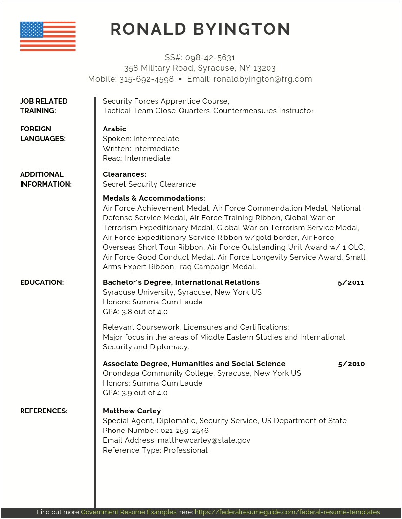 Resumes Templates For Government Jobs