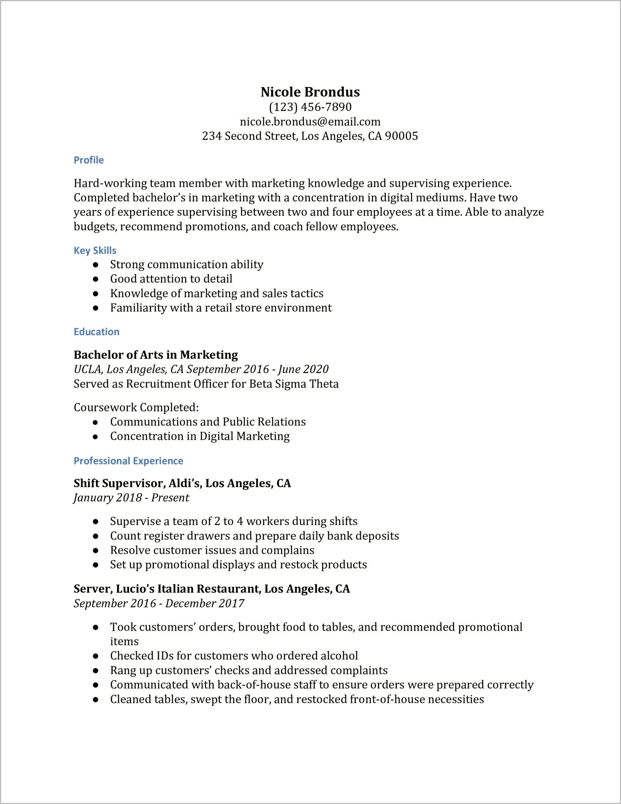 Retail Assistant Manager Resume Template