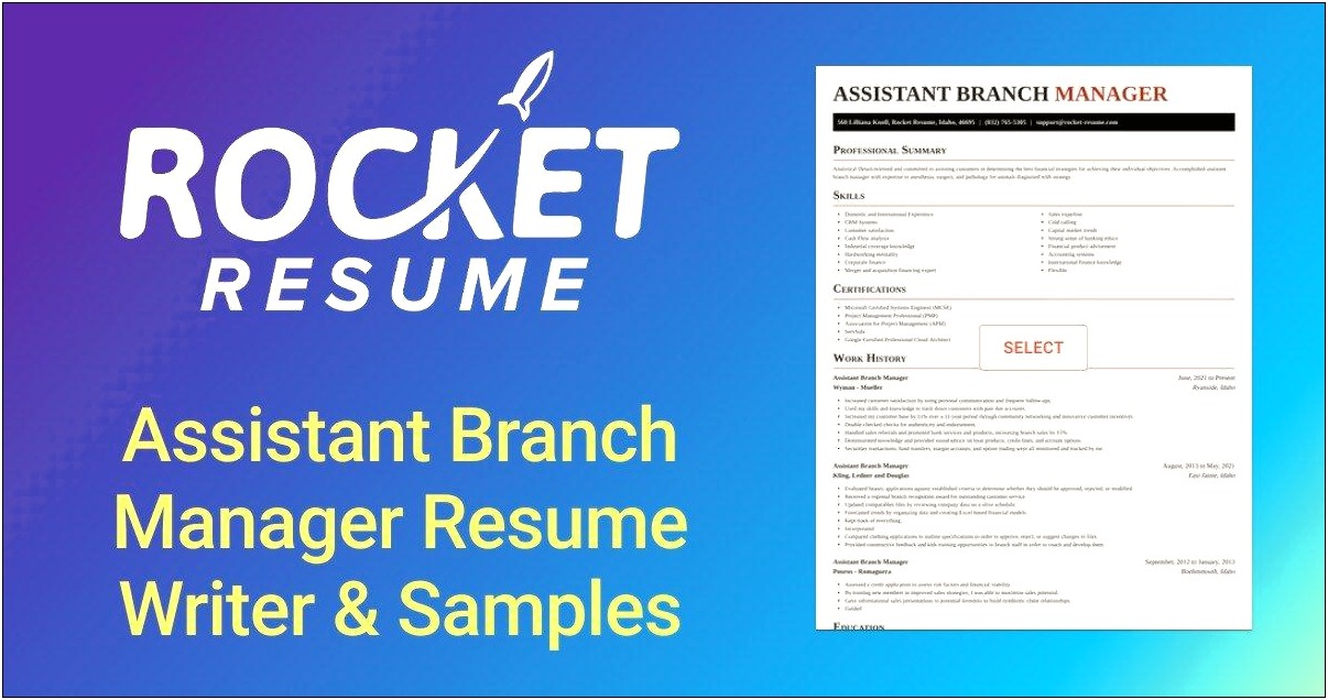 Retail Bank Assistant Branch Manager Resume