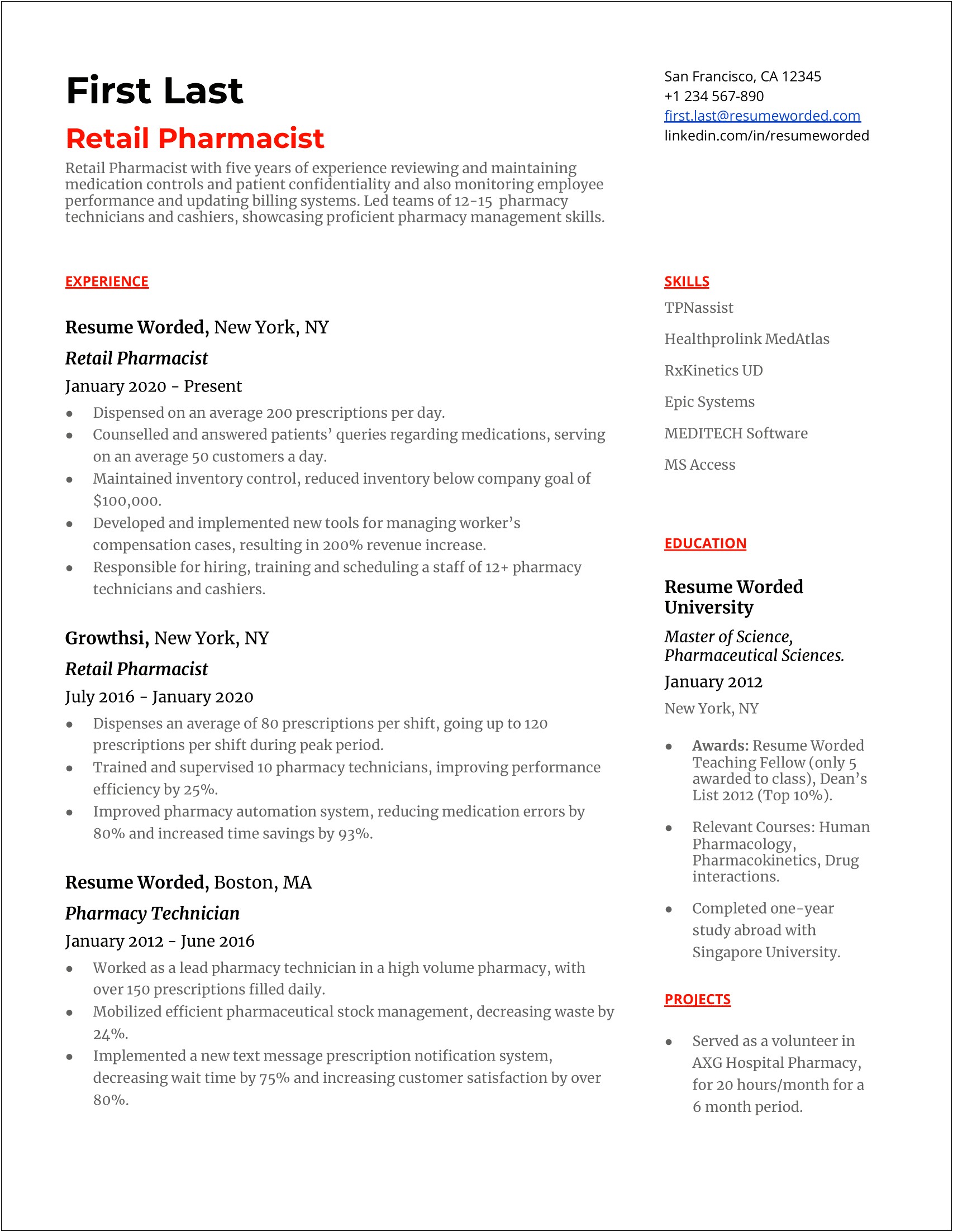 Retail From Store Resume Examples